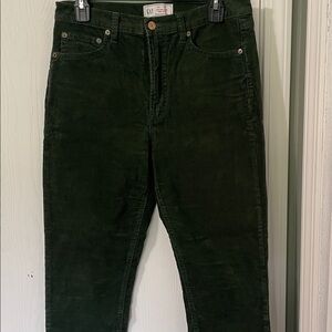 GAP Women’s Vintage Slim High Rise Forest Green Corduroy Pants Size 30/10